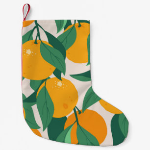 Orangene Früchte und Blätter nahtloses Muster Kleiner Weihnachtsstrumpf
