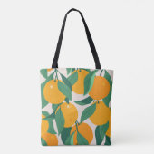 Orangene Früchte und Blätter nahtloses Muster Tasche (Rückseite)