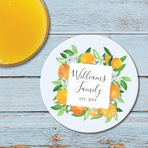 Orangene Früchte und Blumen Sommerliche Blumengest Getränkeuntersetzer
