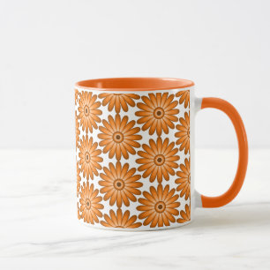 Orangene Gänseblümchen im Stil der 70er Jahre Tasse