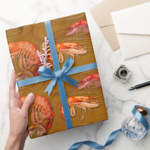 Orangene Garnelen braune Schalentiere Seafood-Must Geschenkpapier