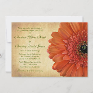 Orangene Gerbera-Daisy-Hochzeits-Einladung zum Her Einladung