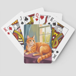 Orangene getigerte Katze | Aquarell-Haustiermalere Spielkarten