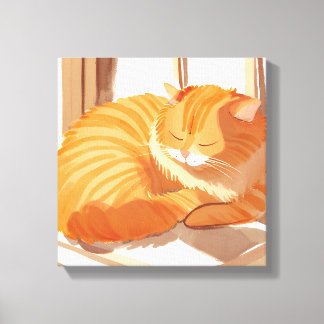 Orangene getigerte Katze | Aquarellmalerei Leinwanddruck