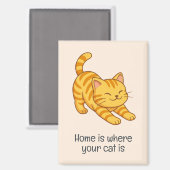 Orangene getigerte Katze beim Stretching Beige Ben Magnet (Vorderseite/Rückseite)
