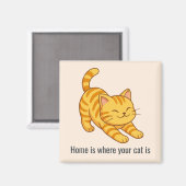 Orangene getigerte Katze beim Stretching Beige Ben Magnet (Vorderseite/Rückseite)