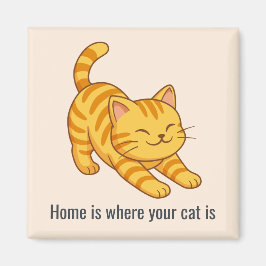 Orangene getigerte Katze beim Stretching Beige Ben Magnet