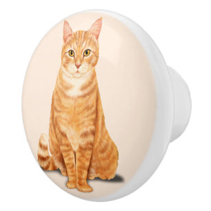Orangene Getigerte Katze Benutzerdefiniert Keramikknauf