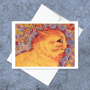 Orangene getigerte Katze Louis Wain Notizkarte