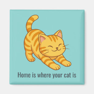Orangene getigerte Katze mit grünem individuellem Magnet
