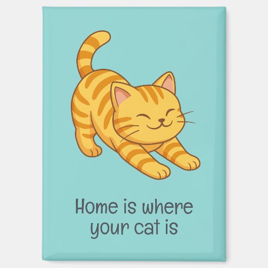 Orangene getigerte Katze mit grünem individuellem Magnet (Vorderseite)