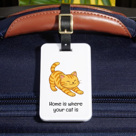 Orangene getigerte Katze mit individuellem Text zu Gepäckanhänger (Vorderseite Insitu 2)