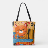 Orangene getigerte Katze Tasche (Rückseite)