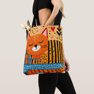 Orangene getigerte Katze  Tasche