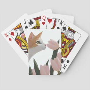 Orangene Getigerte Katze Tulpe Liebe Spielkarten