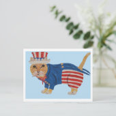 Orangene getigerte Katze Uncle Sam Ankündigungspostkarte (Stehend Vorderseite)