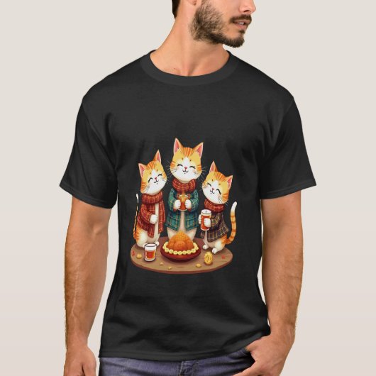 Orangene getigerte Katzen mit drams schottischem P T-Shirt (Vorderseite)
