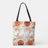 Orangene Herbst-Aquarell-Blumen Tasche (Rückseite)