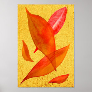 Orangene Herbst-Wasserfarben-Illustration Poster