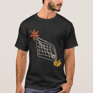 Orangene Herbstblätter Spinnennetz mit Wassertropf T-Shirt