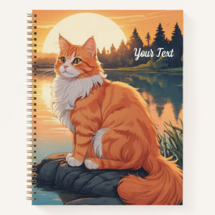 Orangene Katze am See Notizblock
