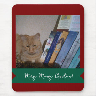 Orangene Katze, Foto Text Anpassen ,Meowy Weihnach Mousepad