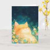 Orangene Katze friedlicher Schlaf Karte (Gelbe Blume)