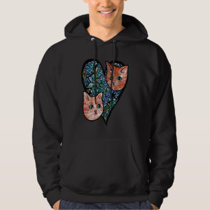 Orangene Katze Herz Valentinstag Katzen Hoodie