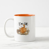 Orangene Katze liest Humor Orange Kaffeetasse (Links)