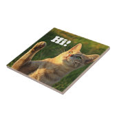 Orangene Katze sagt Hallo! Fliese (Seite)