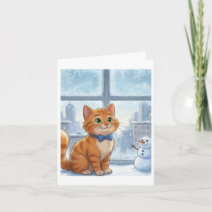 Orangene Katze zur Weihnachtszeit Karte