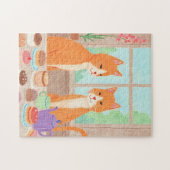 Orangene Katzen & Teeparty-Puzzle Puzzle (Horizontal)