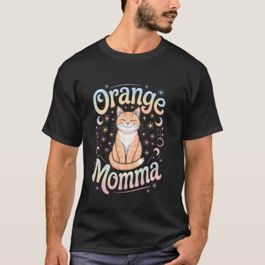 Orangene Katzenmama T-Shirt (Vorderseite)
