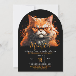 Orangene Katzenmonster Einladung