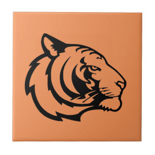 Orangene Keramikfliese Tiger