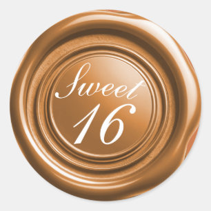 Orangene Kerzenwachssiegel-Tropfen Süße 16 Hochzei Runder Aufkleber