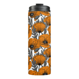 Orangene Klatschmohn-Wärmebecher Thermosbecher
