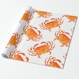 Orangene Krabben nahtloses Muster Geschenkpapier