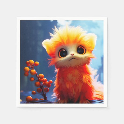 Orangene Kreatur Serviette (Vorderseite)