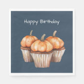 Orangene Kürbis-Cupcakes Geburtstag Serviette (Vorderseite)