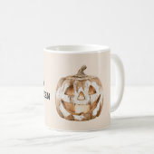 Orangene Kürbisaugen Halloween Kaffeetasse (VorderseiteRechts)
