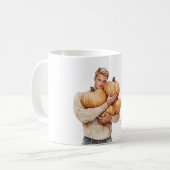 Orangene Kürbisse Blonder Mann Kaffeetasse (Vorderseite Links)