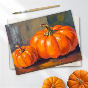 Orangene Kürbisse Halloween Herbst Wasserfarbe Feiertagspostkarte