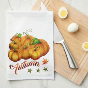 Orangene Kürbisse Herbst Küchenhandtuch Geschirrtuch
