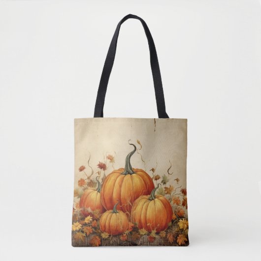 Orangene Kürbisse Rustikaler Herbst Tasche (Vorderseite)