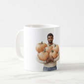 Orangene Kürbisse Schwarzer Mann Kaffeetasse (Vorderseite Links)