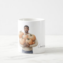 Orangene Kürbisse Schwarzer Mann Kaffeetasse