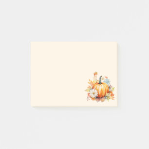 Orangene Kürbisse und Blumen Herbst Post-it Klebezettel
