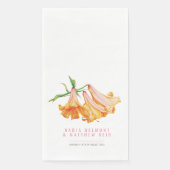 Orangene Lilien-Wasserfarben-Hochzeit Serviette (Vorderseite)