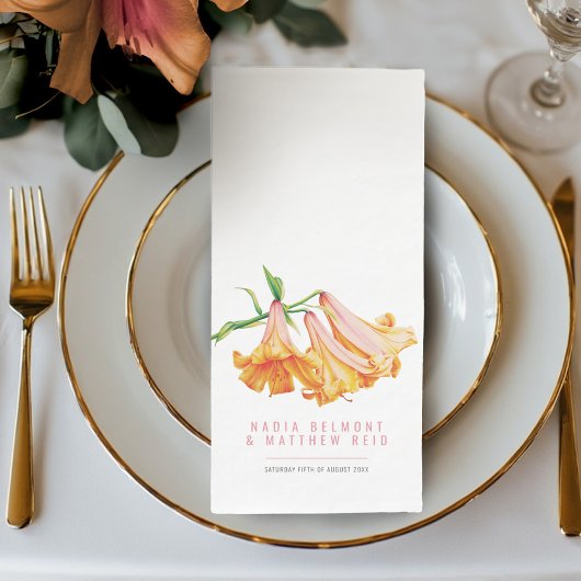 Orangene Lilien-Wasserfarben-Hochzeit Serviette